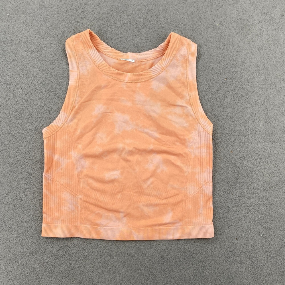 Old Navy Active Orange Tie Dye Seamless Racerback Crop Tank Top Size M